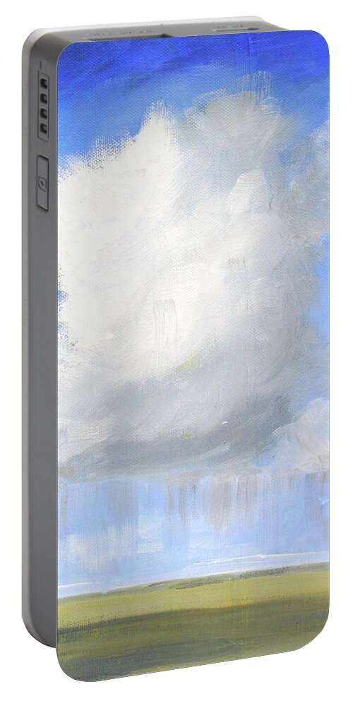 Rain Cloud Portable Battery Charger featuring the painting Rain Cloud Landscape by Nancy Merkle