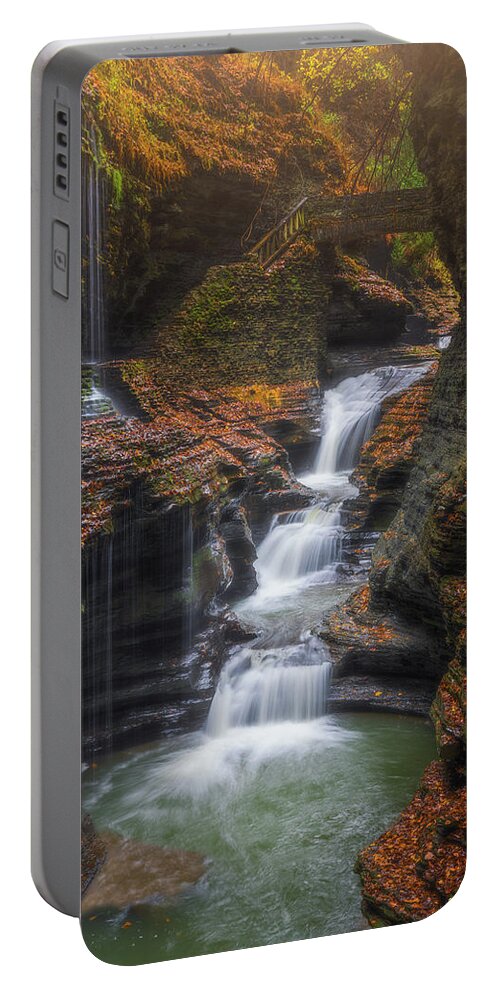 New York Portable Battery Charger featuring the photograph Rainbow Falls by Darren White