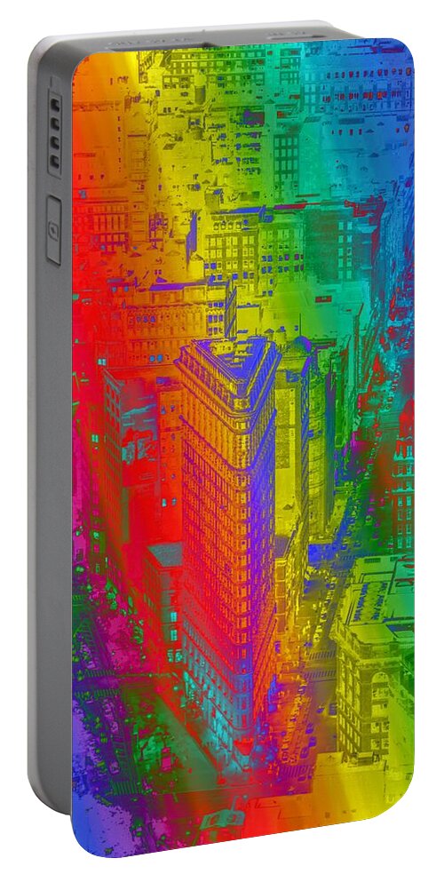 Manhattan Portable Battery Charger featuring the photograph Rainbow Flatiron Building - New York City - Manhattan by Marianna Mills