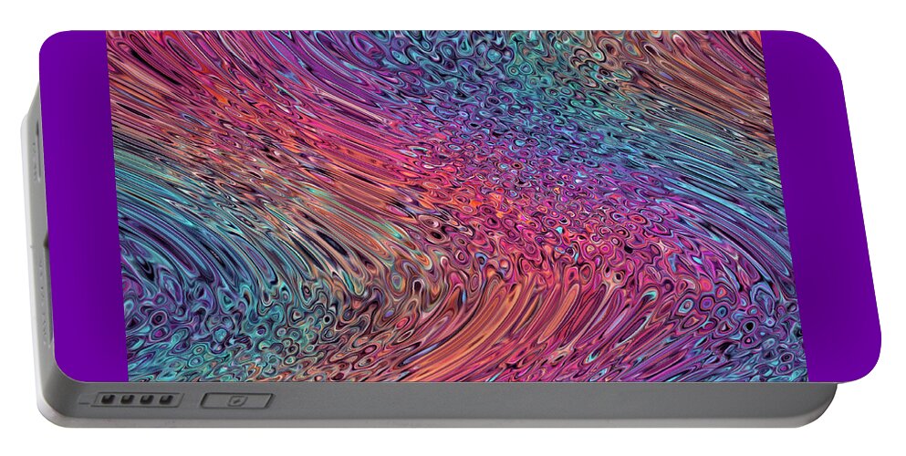 Abstract Portable Battery Charger featuring the digital art Rainbow Ice River - Abstract by Ronald Mills