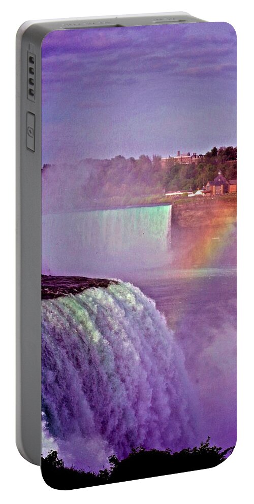 Rainbow Portable Battery Charger featuring the photograph Rainbow over the Niagara Falls by Bess Carter