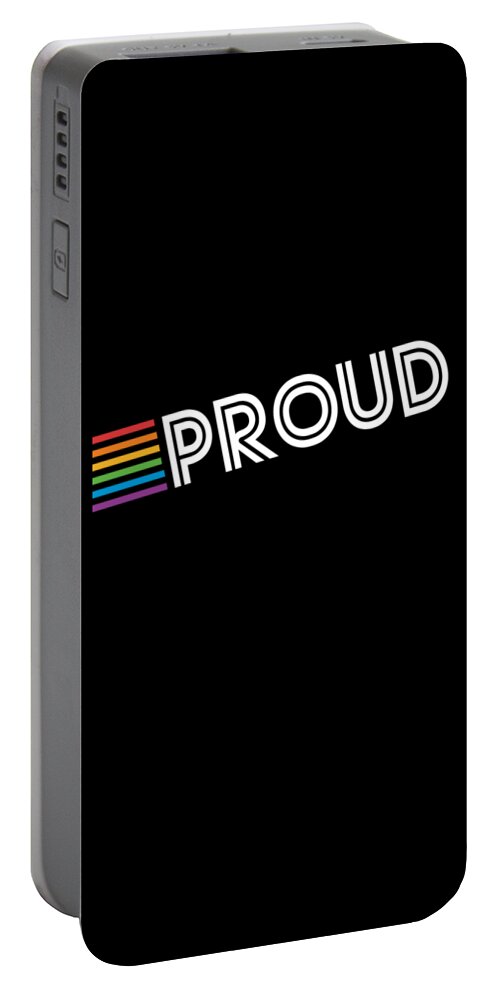 Funny Portable Battery Charger featuring the digital art Rainbow Proud LGBTQ Gay Pride by Flippin Sweet Gear
