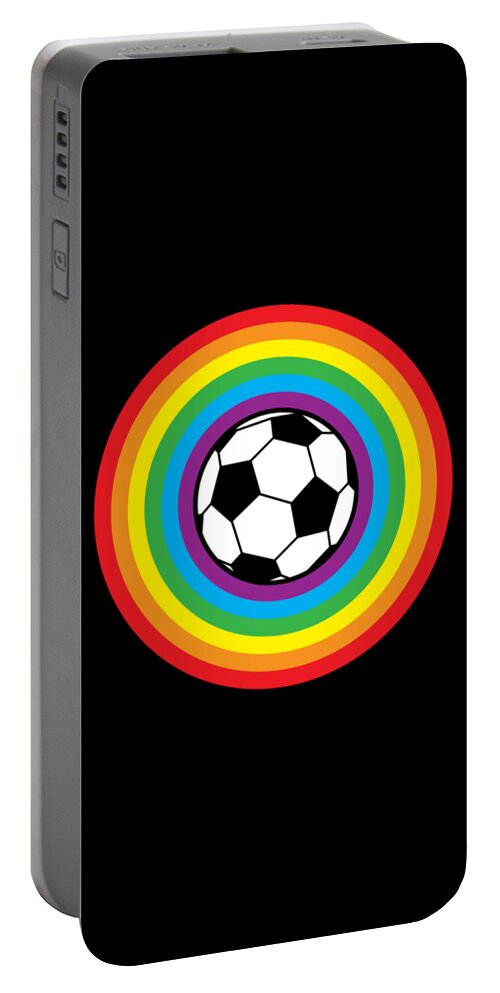 Cool Portable Battery Charger featuring the digital art Rainbow Soccer Ball by Flippin Sweet Gear