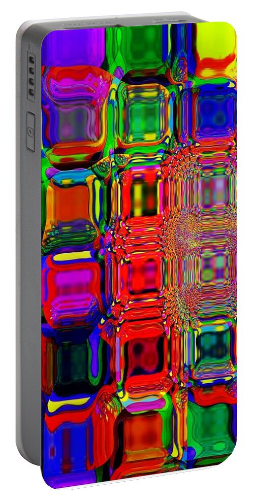 Rainbow Portable Battery Charger featuring the digital art Rainbow Square Glass by Kari Myres