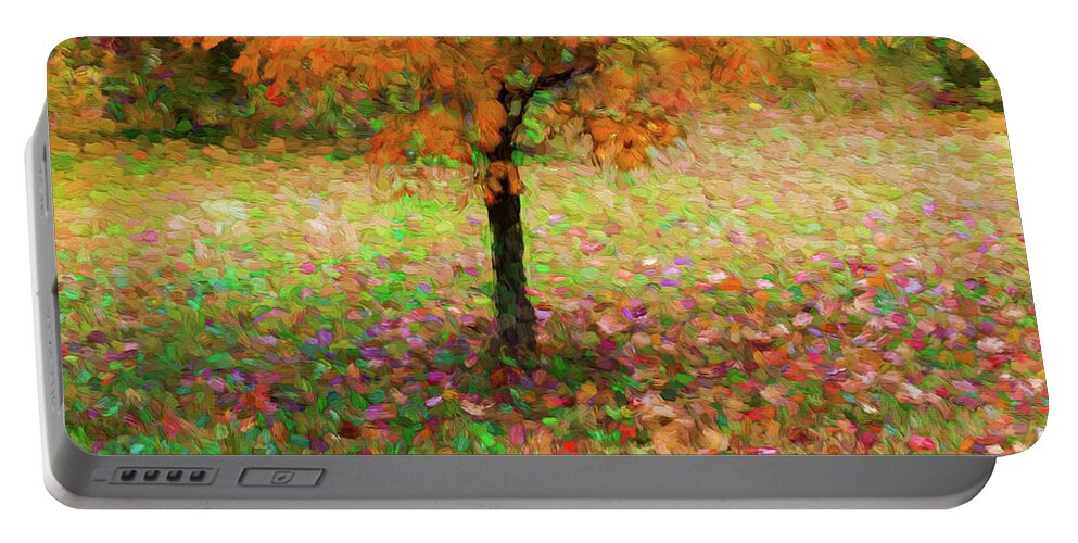 Fall Colors Portable Battery Charger featuring the digital art Rainbow Tree Impression by Kevin Lane