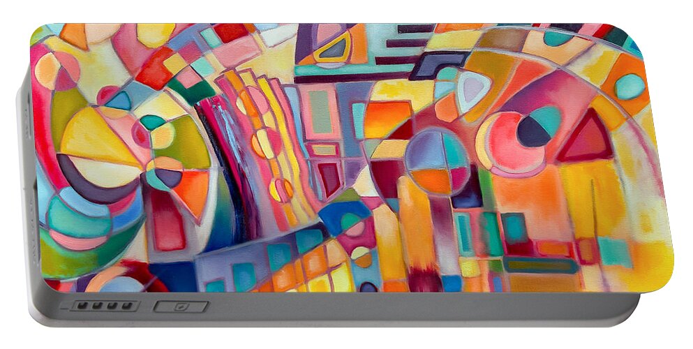 Abstract Portable Battery Charger featuring the painting Rainmakers Dance by Jason Williamson
