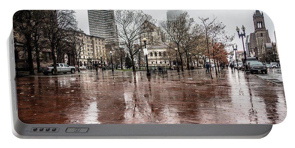 Usa Portable Battery Charger featuring the photograph Rainy Day In City Of Boston Massachusetts by Alex Grichenko