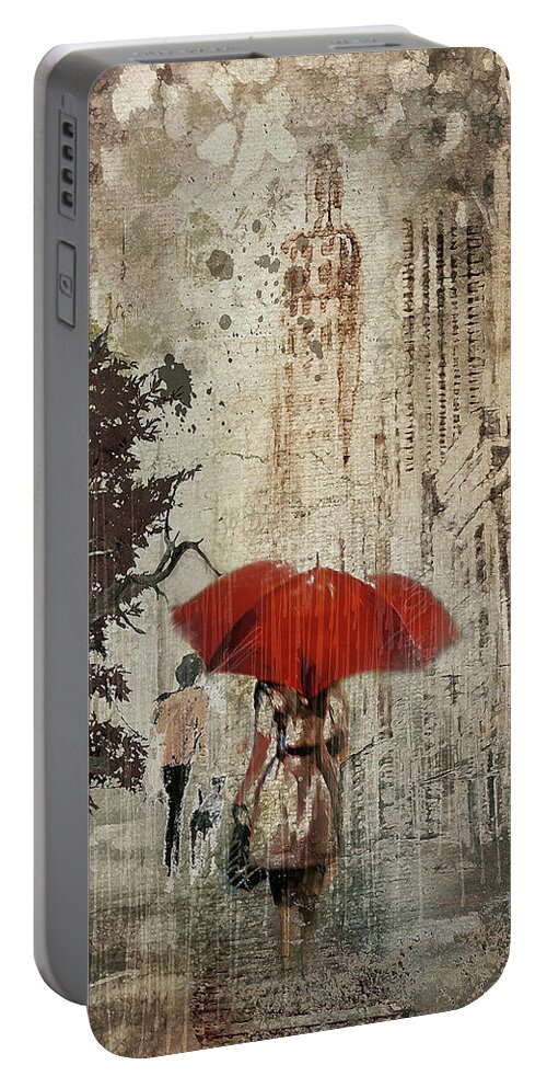Rain Portable Battery Charger featuring the digital art Rainy Days by Maggy Pease