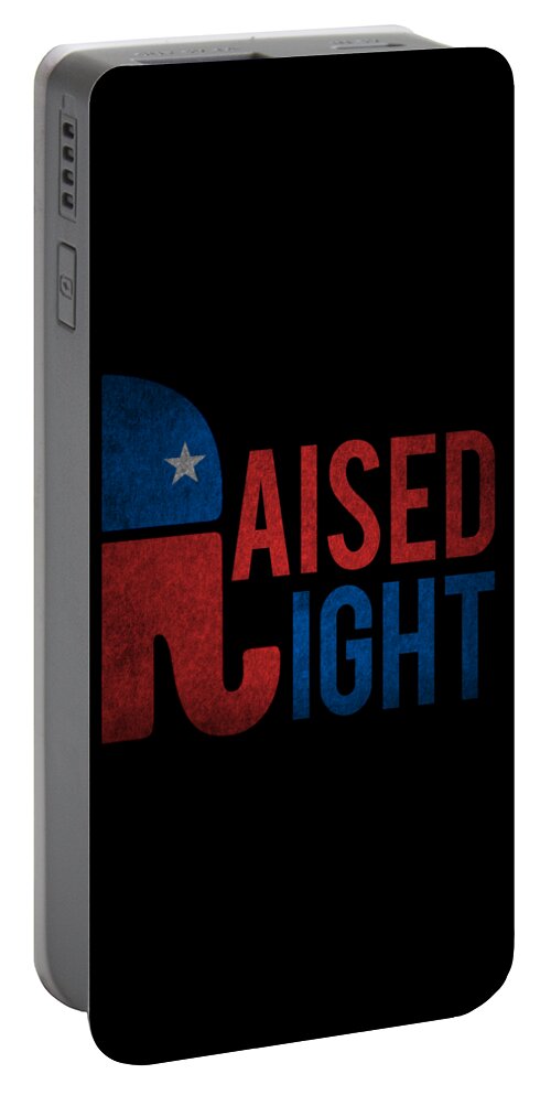 Cool Portable Battery Charger featuring the digital art Raised Right Retro Republican by Flippin Sweet Gear