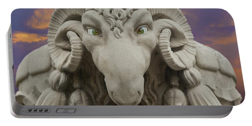 Ram Portable Battery Charger featuring the digital art Ram A Sees Naturally Stoned Poster by David Davies