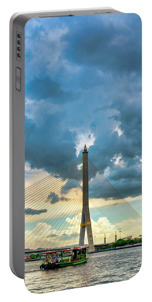 Thailand Portable Battery Charger featuring the photograph Rama VIII bridge by Fabrizio Troiani