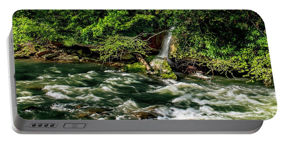 Waterfall Portable Battery Charger featuring the photograph Rapids and Falls by Lisa Lambert-Shank