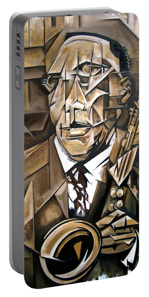 Charlie Parker Portable Battery Charger featuring the painting Rara Avis by Martel Chapman