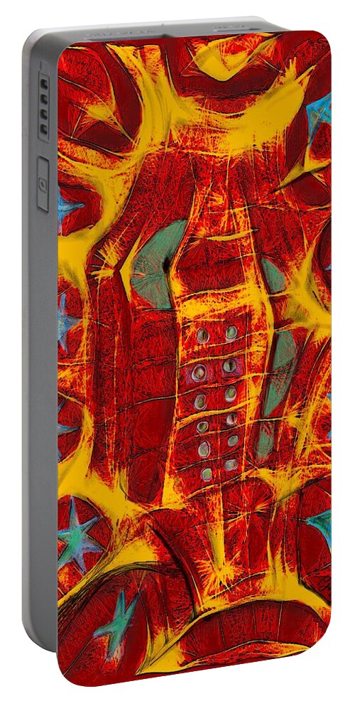 Yellow Portable Battery Charger featuring the digital art Raw skin by Ljev Rjadcenko