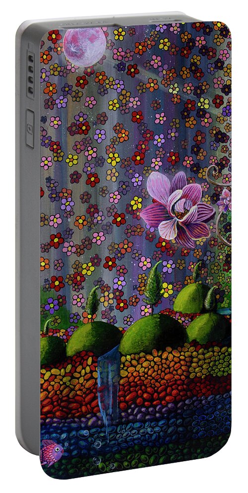  Portable Battery Charger featuring the painting Rays of Violet by Mindy Huntress