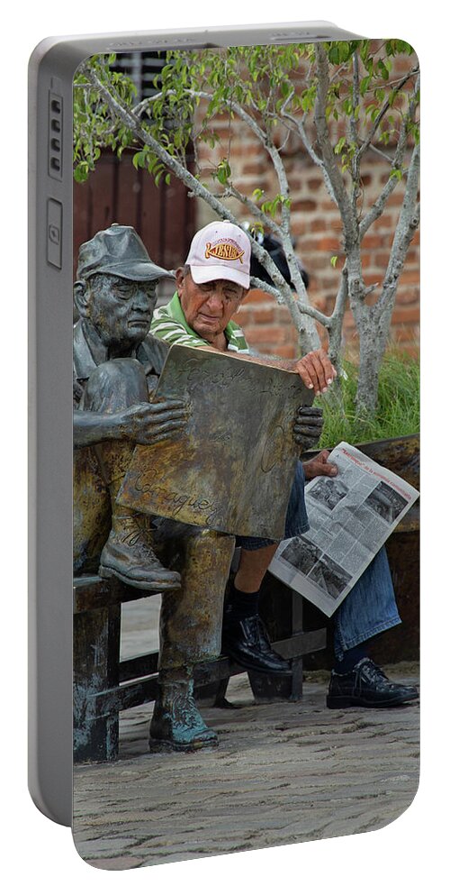 Cuba Portable Battery Charger featuring the photograph Reading with my Twin by M Kathleen Warren