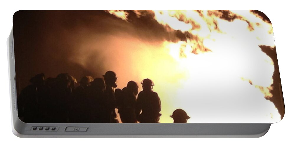 Firefighter Portable Battery Charger featuring the photograph Real Heroes in Action by Lee Darnell