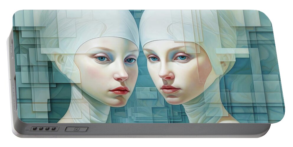 Woman Portable Battery Charger featuring the digital art Recursive Self 03 by Matthias Hauser