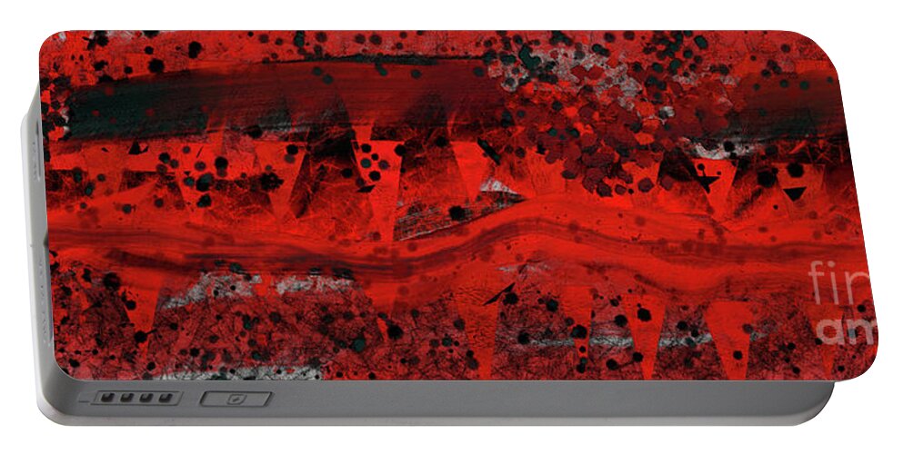 Abstract Portable Battery Charger featuring the digital art Red And Black Improvisation 970 by Bentley Davis