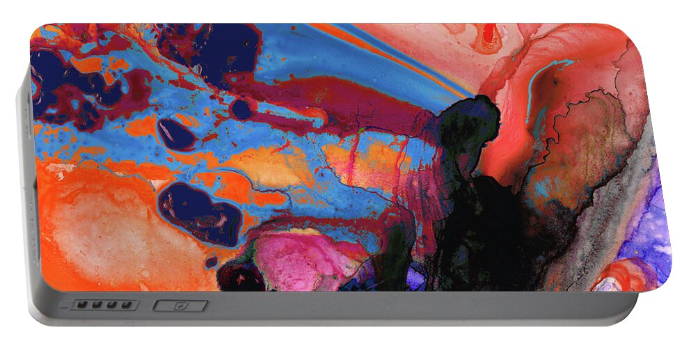 Red Portable Battery Charger featuring the painting Red And Blue Art - Prophet - Sharon Cummings by Sharon Cummings