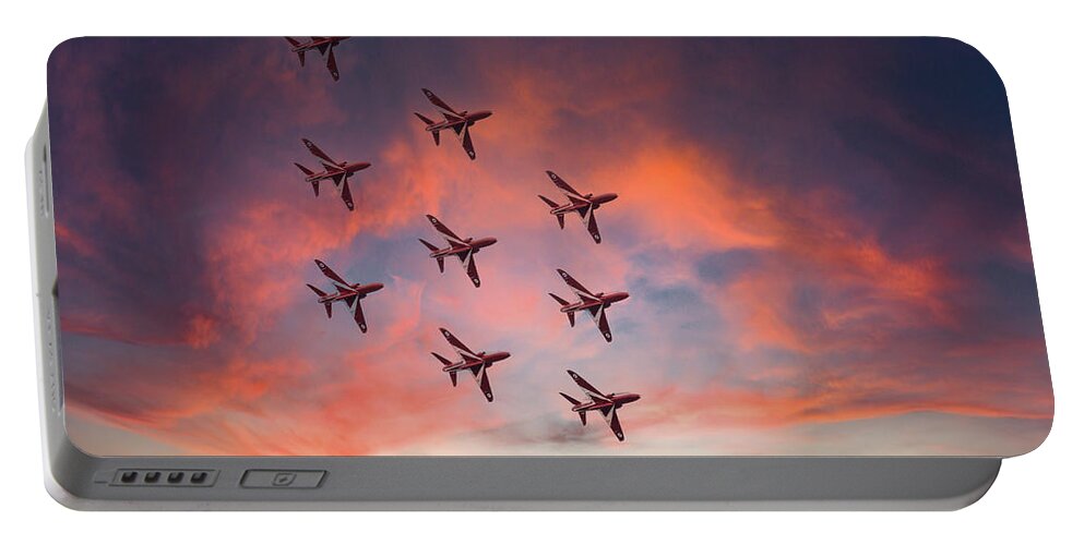 Eastbourne International Airshow Portable Battery Charger featuring the photograph Red Arrows over Eastbourne by Andrew Lalchan