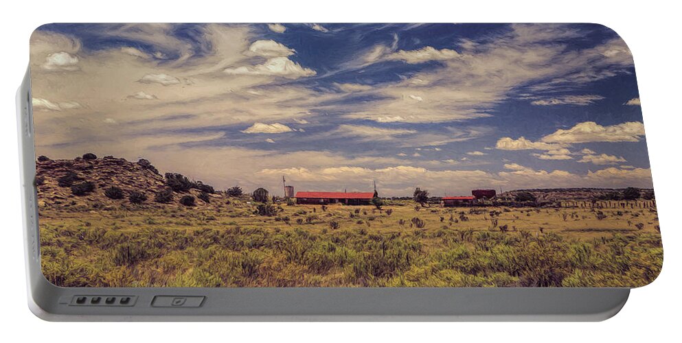 New Mexico Portable Battery Charger featuring the photograph Red Barn by Route 66 New Mexico by David Smith