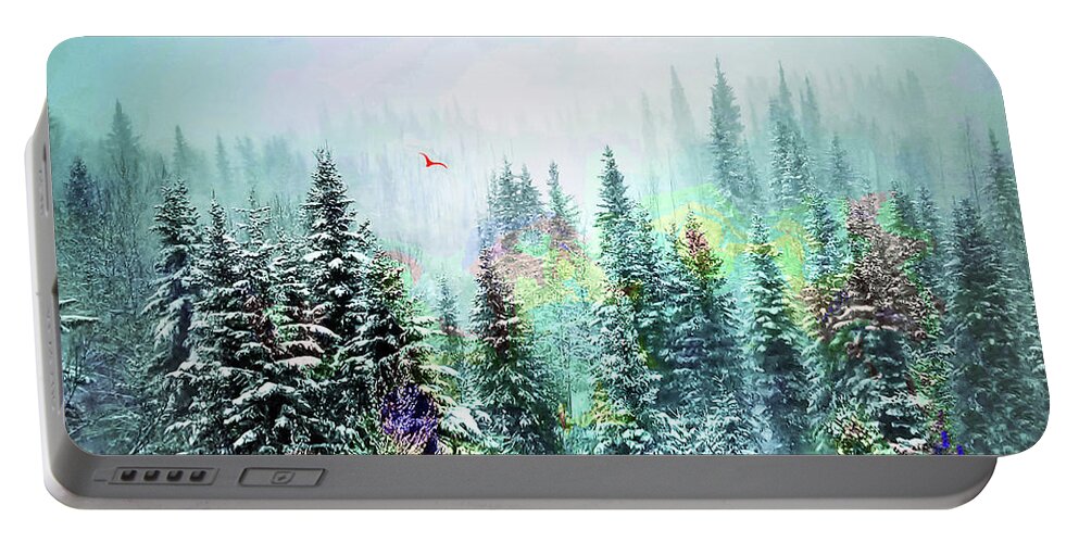 Winter Portable Battery Charger featuring the digital art Red Bird by CHAZ Daugherty