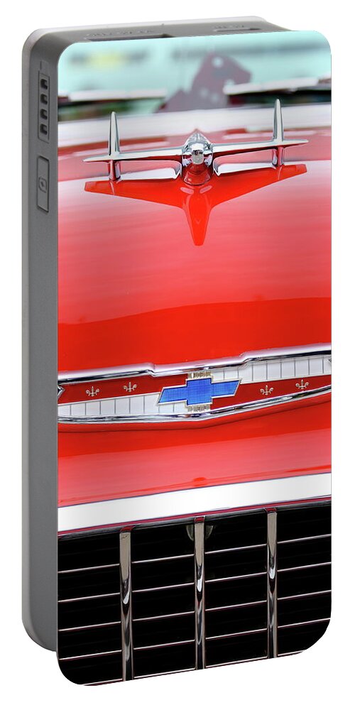 Chevy Bel Air Portable Battery Charger featuring the photograph Red Chevy by Lens Art Photography By Larry Trager