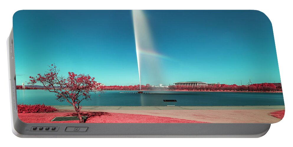 Infrared Portable Battery Charger featuring the photograph Red City by Ari Rex