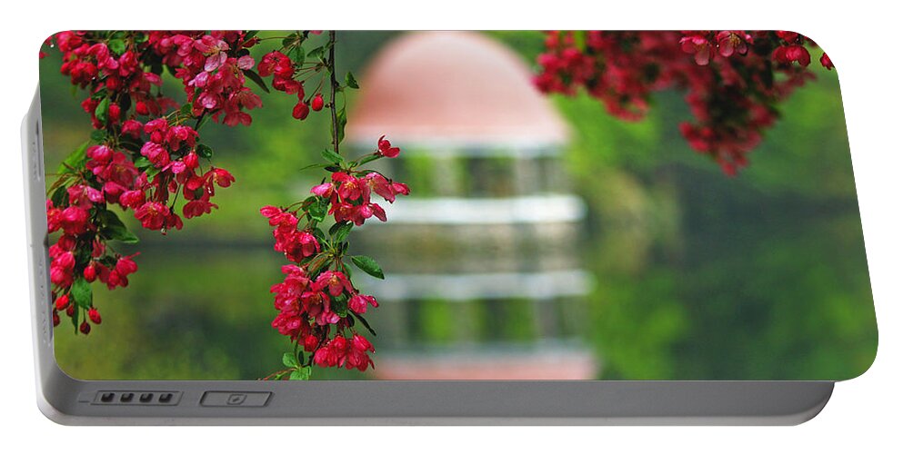 Red Dogwood Portable Battery Charger featuring the photograph Red Dogwood Blossoms by Lisa Cuipa