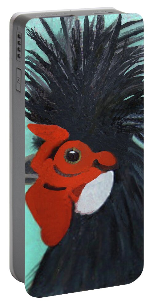 Artwork Prints Portable Battery Charger featuring the painting Red Faced Rooster by Margaret Harmon