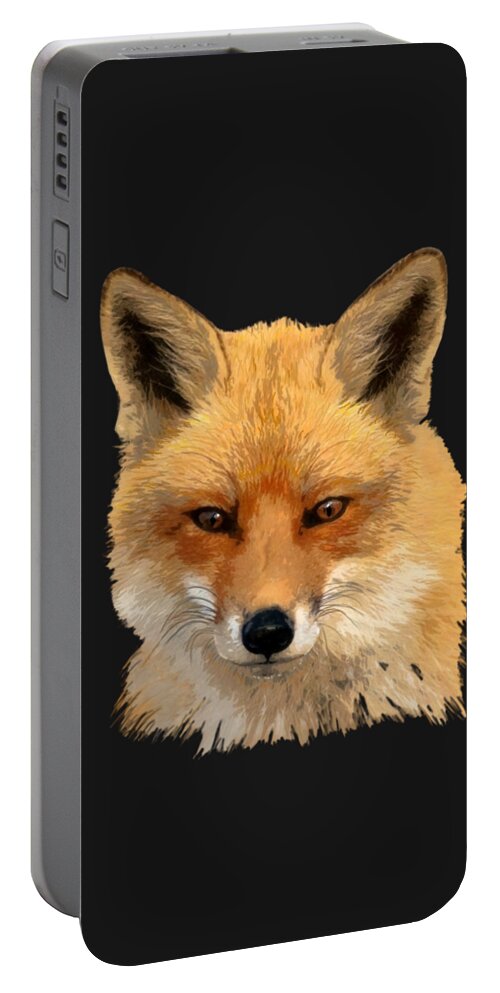 Fox Portable Battery Charger featuring the painting Red Fox Portrait Sans Background by Judy Cuddehe