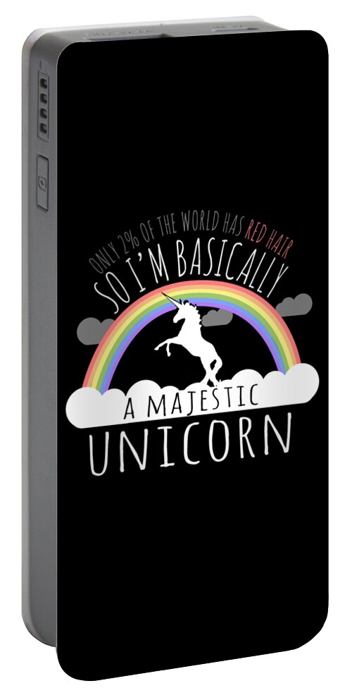 Sarcastic Portable Battery Charger featuring the digital art Red Hair Majestic Unicorn Funny Redhead by Flippin Sweet Gear
