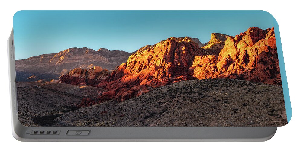 Panorama Portable Battery Charger featuring the photograph Red Rock Canyon Golden Hour Panorama by Marianne Campolongo
