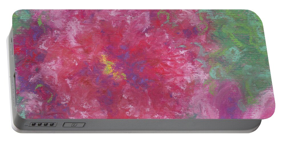 Roses Portable Battery Charger featuring the pastel Red Roses at the Pond 1 by Anne Katzeff