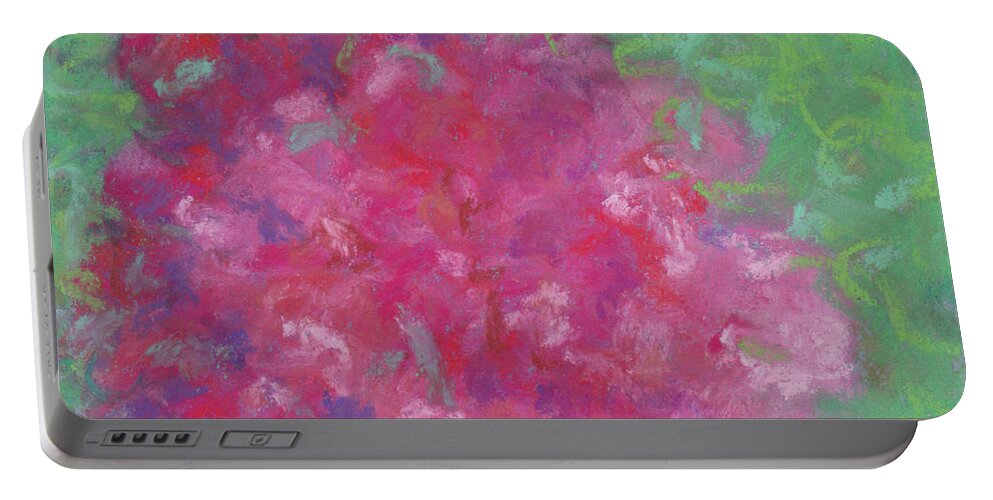Roses Portable Battery Charger featuring the pastel Red Roses at the Pond 2 by Anne Katzeff