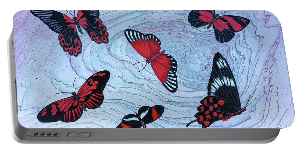 Butterflies Portable Battery Charger featuring the painting Red Wings by Lucy Arnold