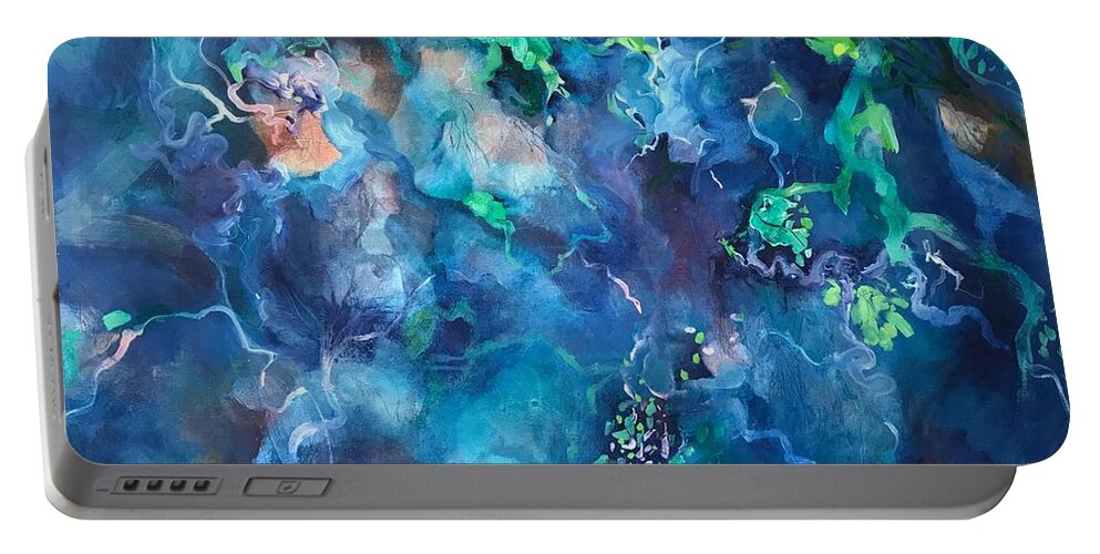Coral Reef Portable Battery Charger featuring the painting Reef Walking by Chris Hobel