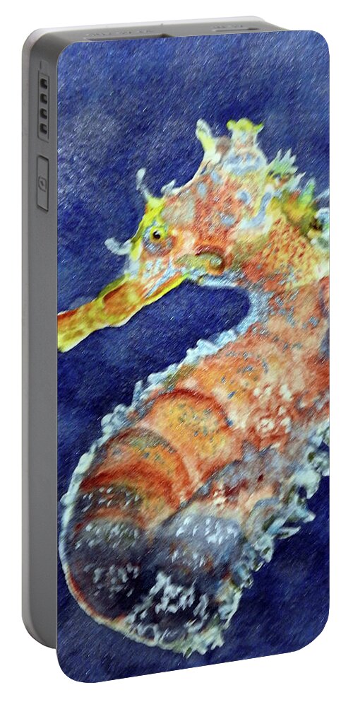 Sea Horse Portable Battery Charger featuring the painting Reef Wanderer by Barbara F Johnson