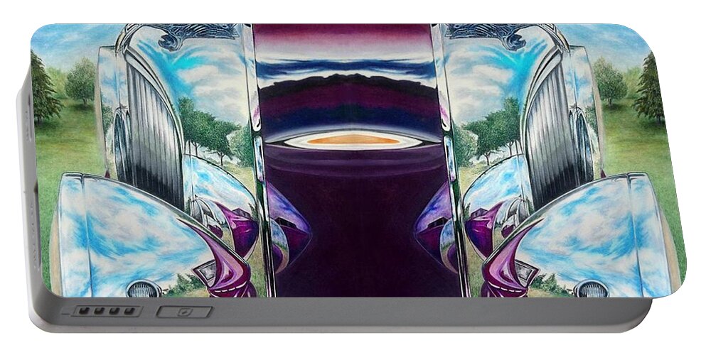 Colored Pencil Fine Art Portable Battery Charger featuring the drawing Reflecting Reflections by David Neace