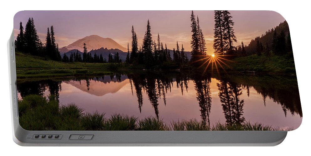 Mount Rainier Portable Battery Charger featuring the photograph Reflection at Lake Tipsoo by Arthur Oleary