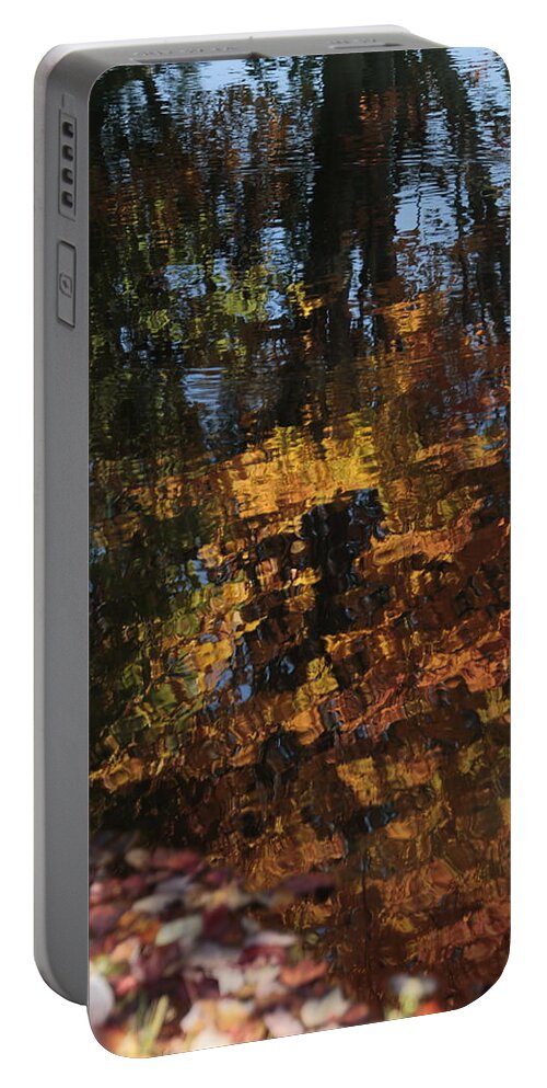 Reflection Portable Battery Charger featuring the photograph Reflection of Autumn Trees in Water by Valerie Collins