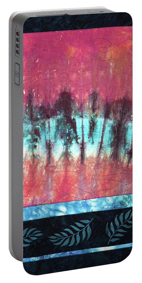 Fiber Art Portable Battery Charger featuring the mixed media Reflections 2 by Vivian Aumond