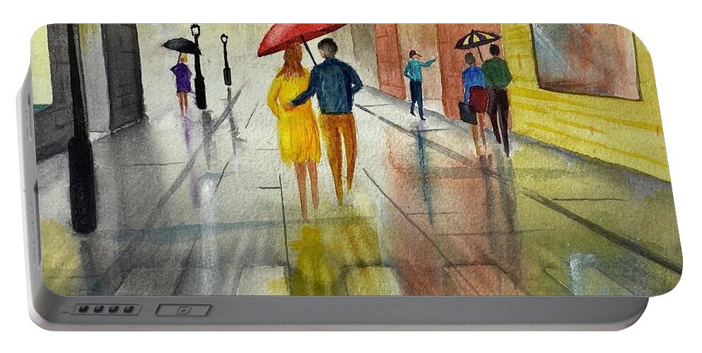 City Portable Battery Charger featuring the painting Reflections by Joseph Burger