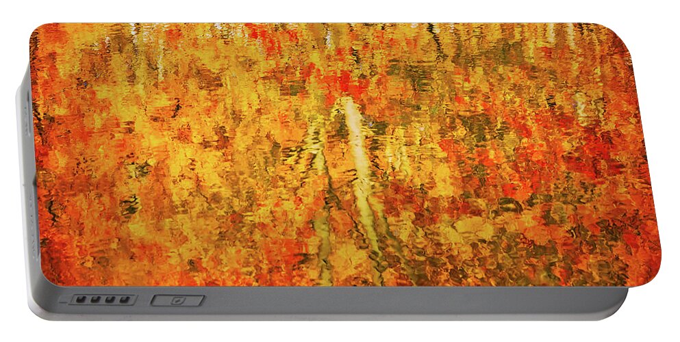 Abstract Portable Battery Charger featuring the photograph Reflections of Fall by Rick Furmanek