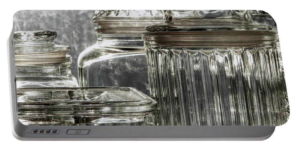 Glass Jars Portable Battery Charger featuring the photograph Reflections of Glass by Phil Perkins