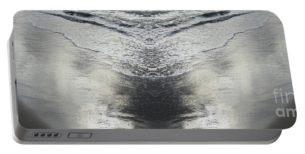 Sea Water Portable Battery Charger featuring the digital art Reflections on the beach, sea water meets symmetry by Adriana Mueller