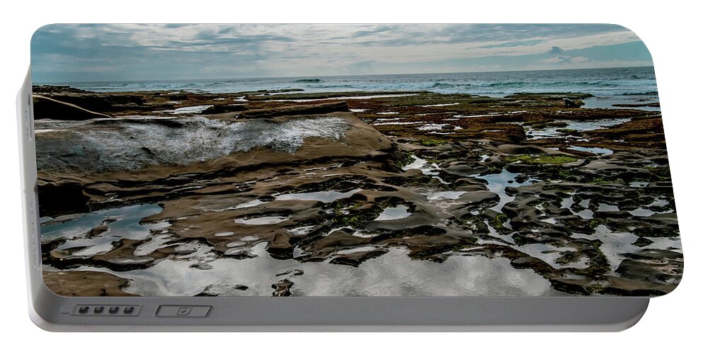 La Jolla Tide Pools Portable Battery Charger featuring the photograph Reflections over Tide Pools by Christina McGoran