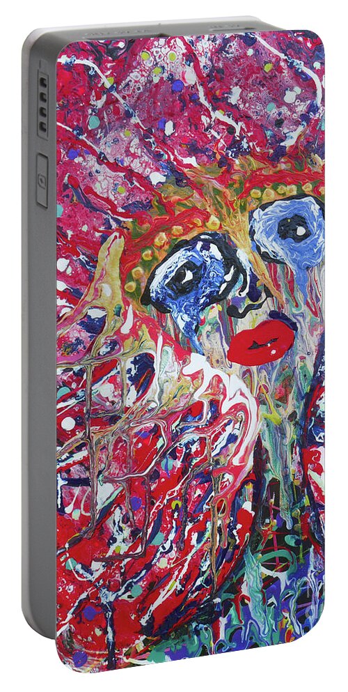 Reflections Portable Battery Charger featuring the painting Reflections by Tessa Evette