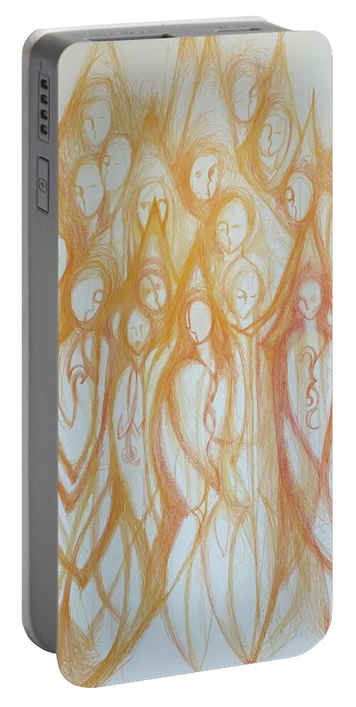 Refugees Portable Battery Charger featuring the drawing Refugees by Marat Essex